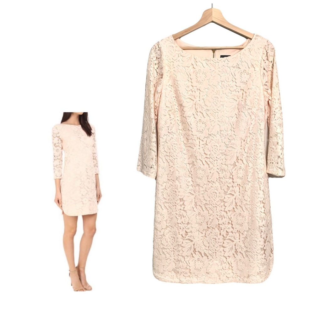 Vince Camuto Blush 3/4 Sleeve Lace Sheath
Dress Size 8 NWT Exposed Back Zipper
